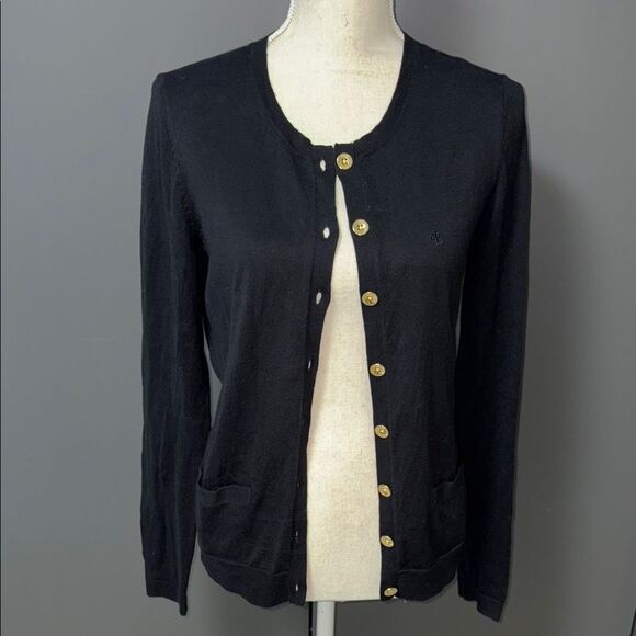 Lauren Ralph Lauren Black Cardigan with Gold Buttons - Picture 1 of 2
